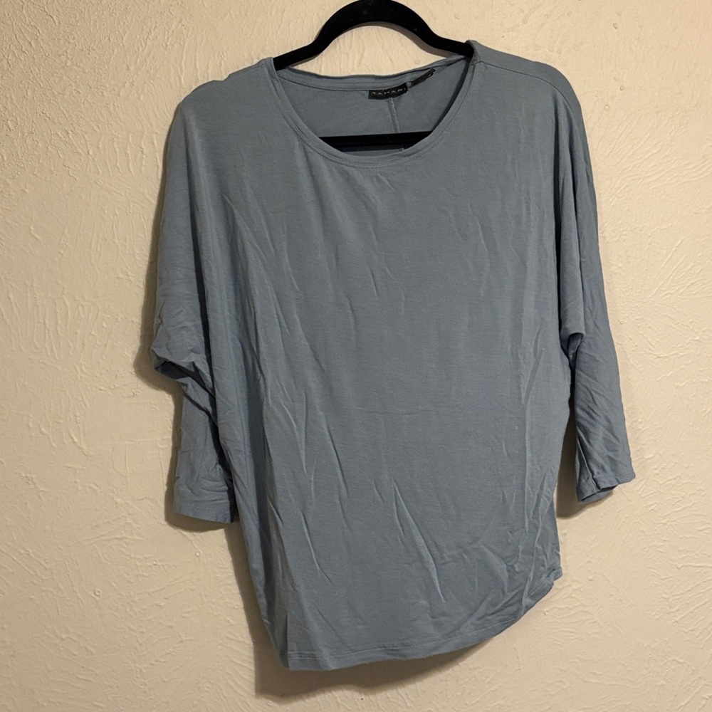 Tahari Women's Soft Blue Long Sleeve Tee